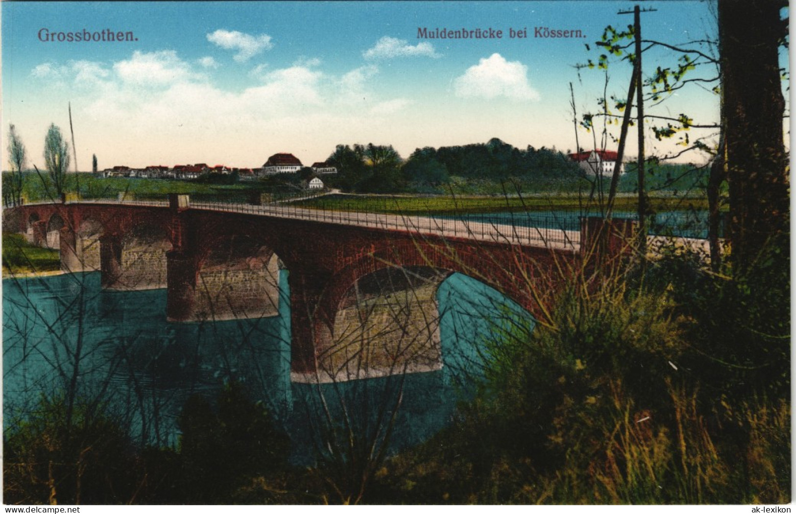 Ansichtskarte Großbothen-Grimma Muldenbrücke Bei Kössern 1913 - Grimma