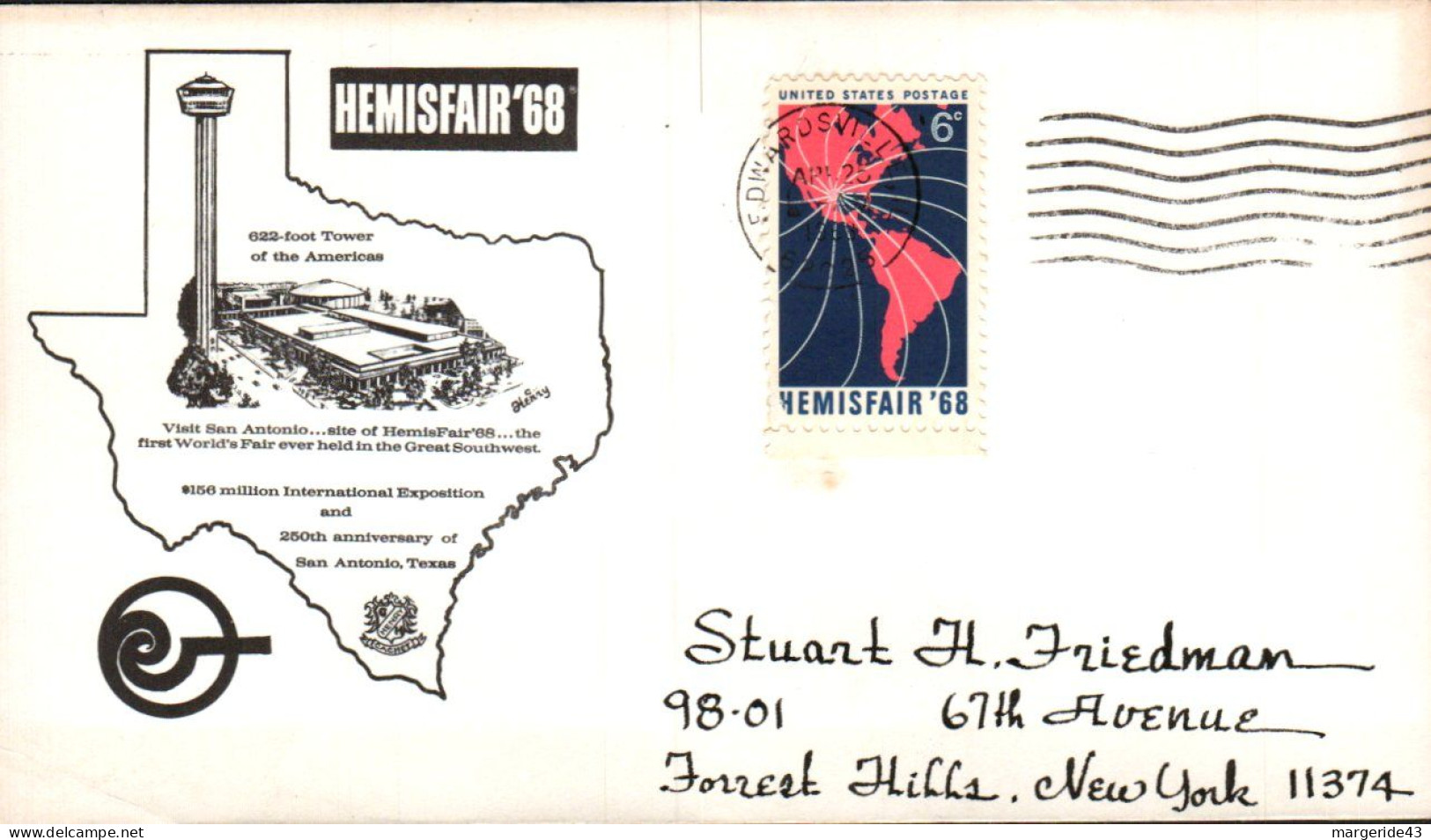 USA ETATS UNIS 1968 HEMISFAIR 68 - FDC