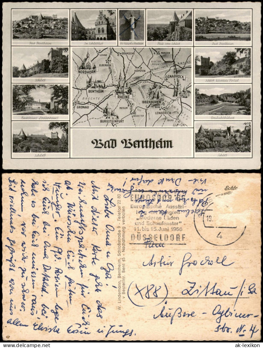 Ansichtskarte Bad Bentheim Mehrbild AK - Mittig Landkarte 1968 - Bad Bentheim