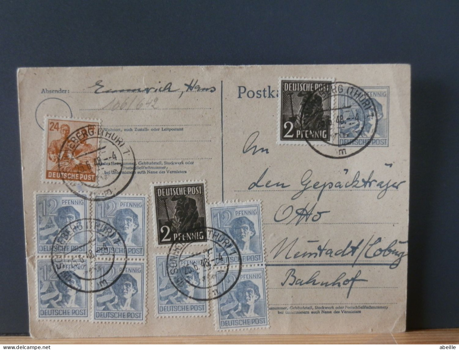 106/642    PC   GERMANY  1948     STAMPS ALLIIERTE BESETZUNG - Postal  Stationery