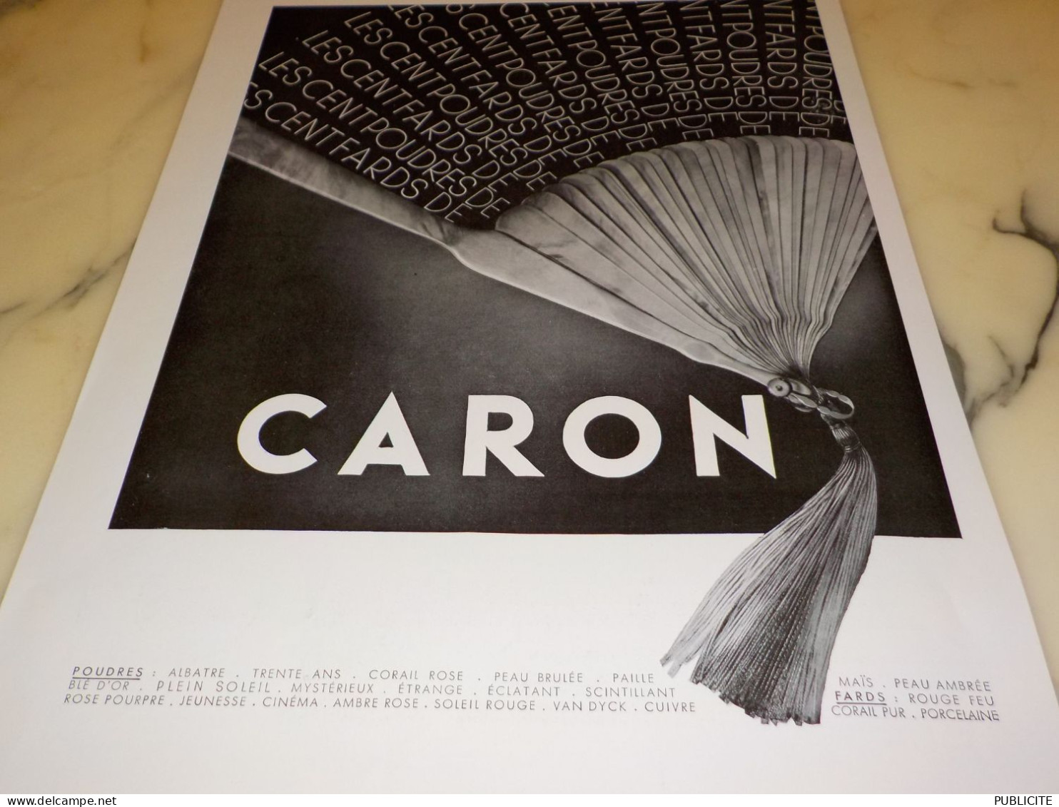 ANCIENNE PUBLICITE LES CENT DE CARON 1936 - Andere & Zonder Classificatie