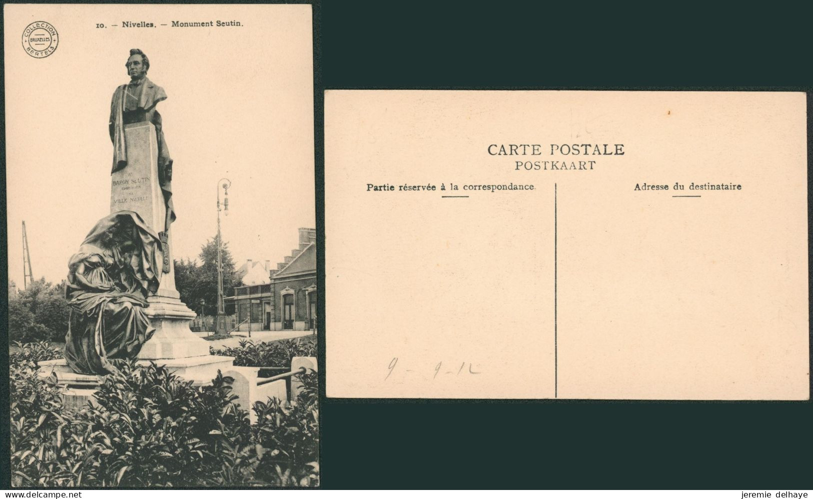 Carte Postale - Nivelles : Monument Seutin (H. Bertels N°10) - Nivelles