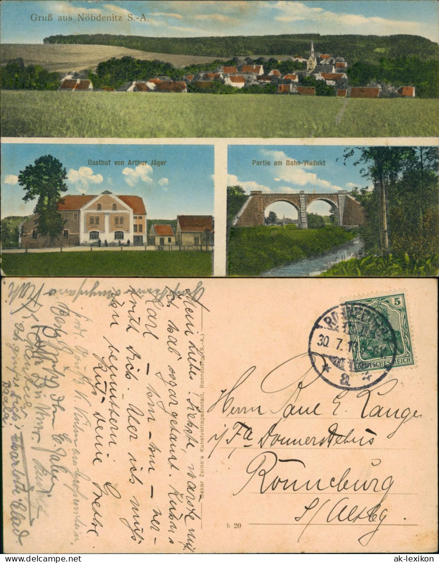 Ansichtskarte Nöbdenitz-Schmölln Stadt, Gasthof, Viadukt 1913 - Schmoelln