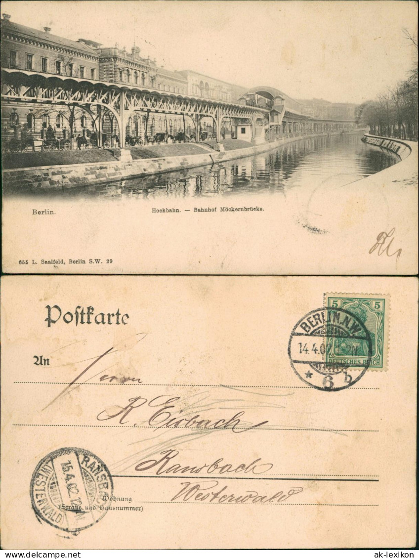 Ansichtskarte Kreuzberg-Berlin Hochbahn Bahnhof Möckernbrücke. 1902 - Kreuzberg