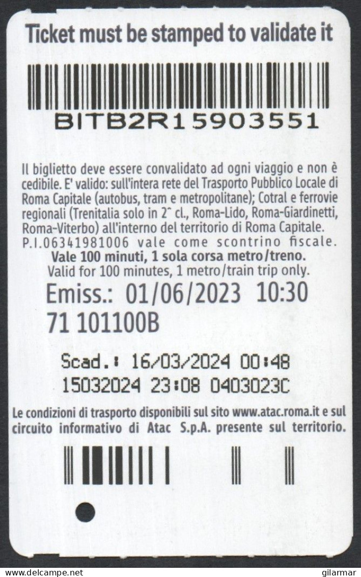 BIGLIETTO AUTOBUS ROMA - ATAC - METREBUS - TAP & GO - CON MASTERCARD E ATAC IL BIGLIETTO CE L'HAI GIA' IN TASCA - Europa