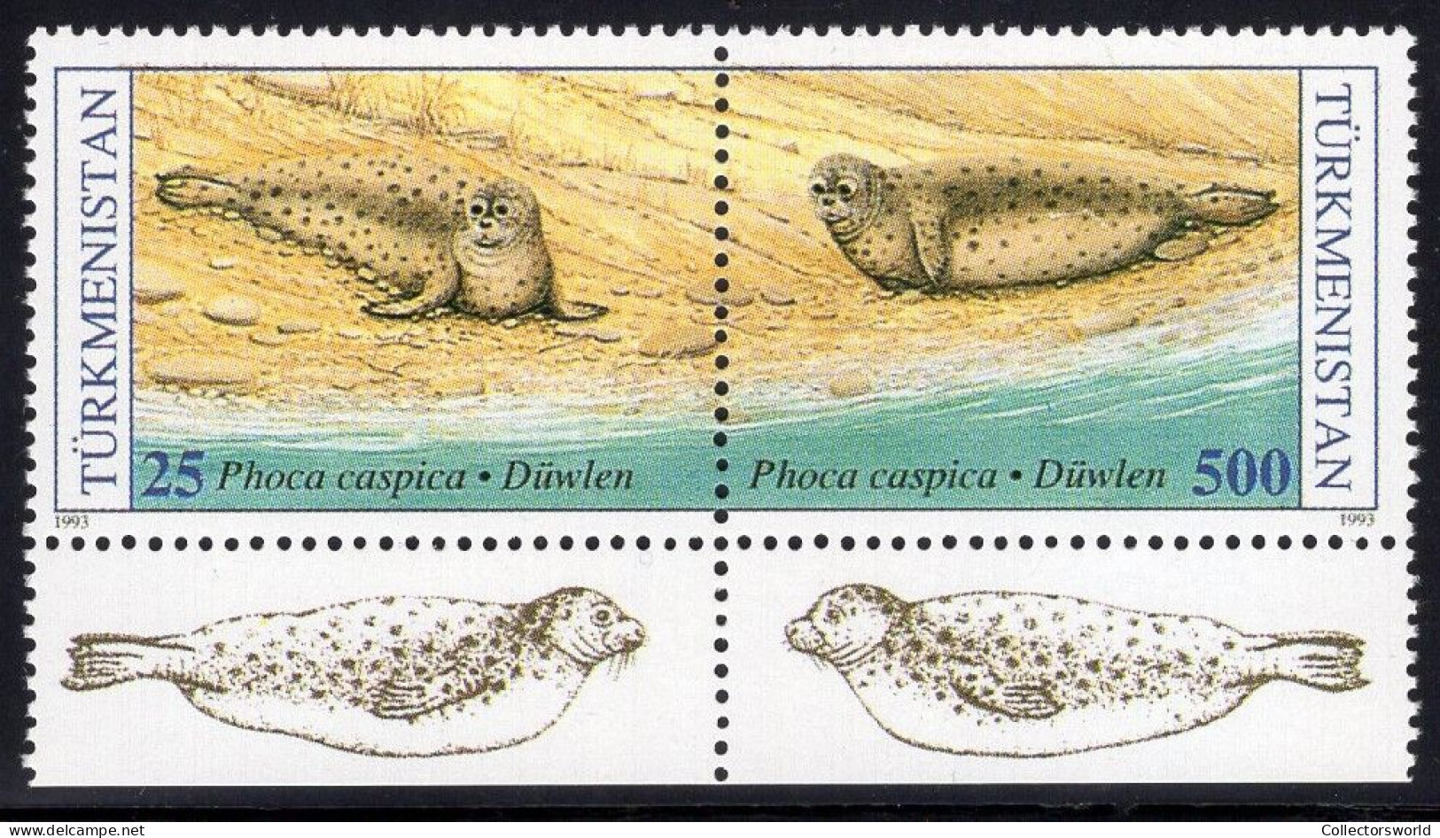 Turkmenistan 1993 2v Pair Of Seals MNH - Turkmenistan