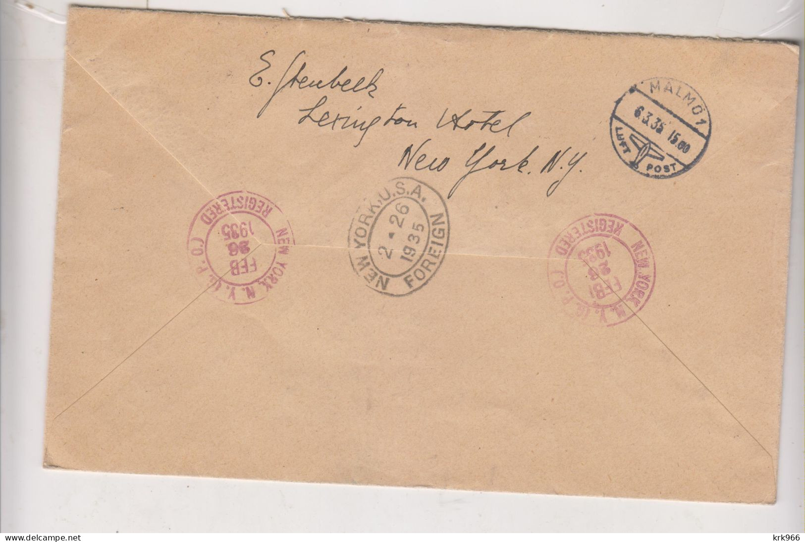 UNITED STATES 1935 NEW YORK Registered Airmail Cover To SWEDEN Special Delivery - 1c. 1918-1940 Briefe U. Dokumente