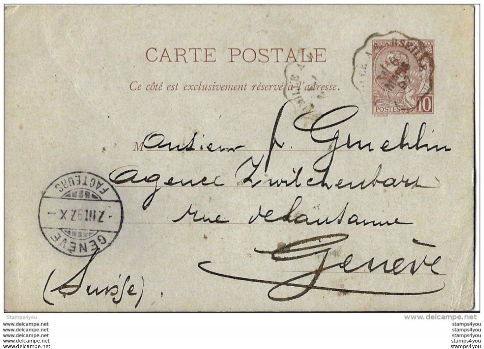 241 - 28 - Entier Postal Envoyé à Genève 1897 - Cachet Chemin De Fer - Postal Stationery