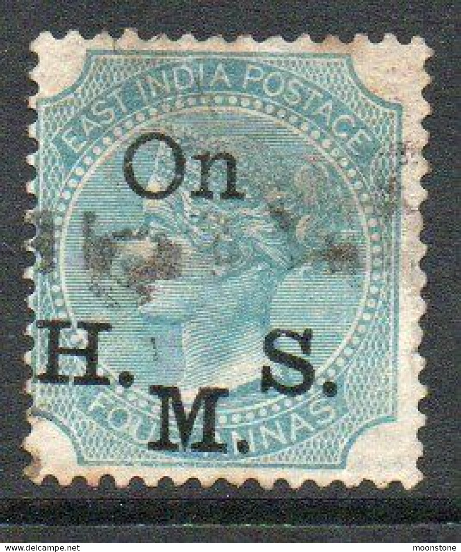 India QV 1874-82 4 Annas Green, Wmk. Elephant's Head, On HMS Official, Used, SG O34 (E) - 1858-79 Kronenkolonie