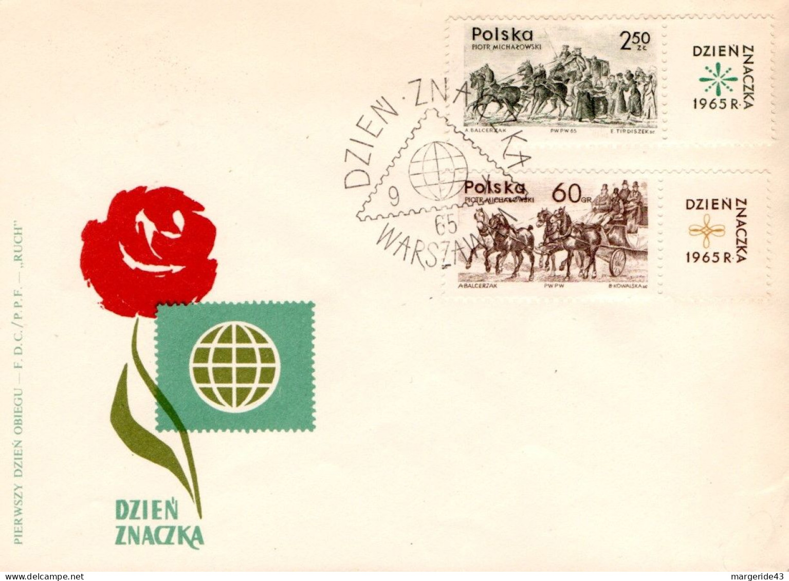 POLOGNE JOURNEE DU TIMBRE 1965 VARSOVIE - Journée Du Timbre