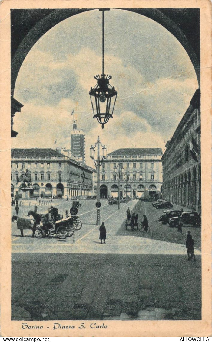 26404 " TORINO-PIAZZA S. CARLO " ANIMATA-VERA FOTO-CART. SPED.1952 - Places