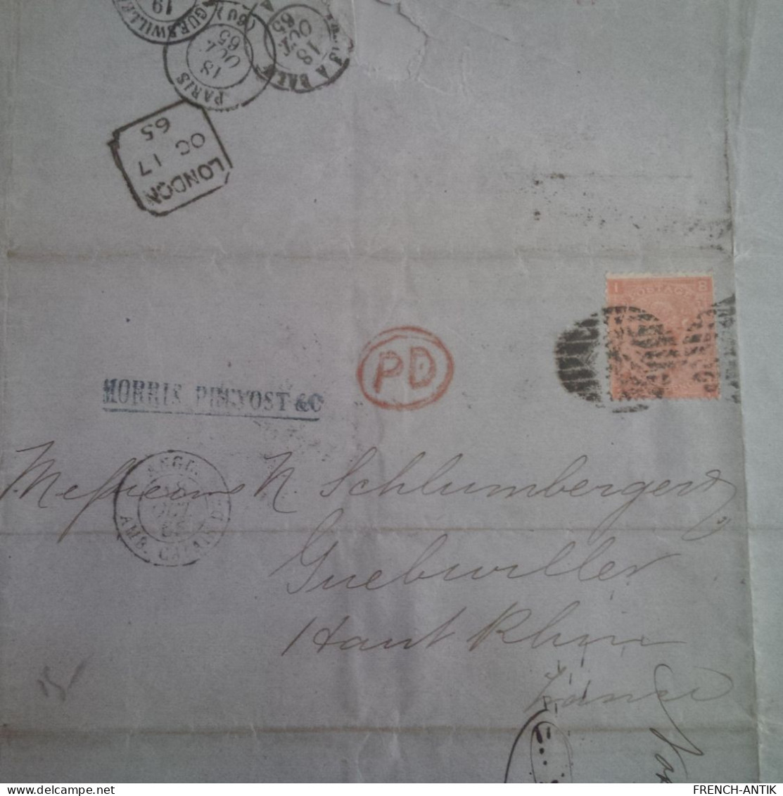 LETTRE LONDON POUR GUEBWILLER 1865 - Cartas & Documentos