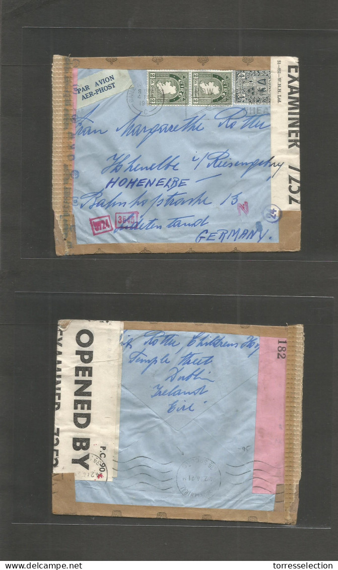 EIRE. 1944 (4 Feb) Baile Atha - Germany, Sudeten. Mohenelbe. Air Multifkd Envelope. Via Lisbon (14 Febr) Cuadruple Censo - Gebruikt