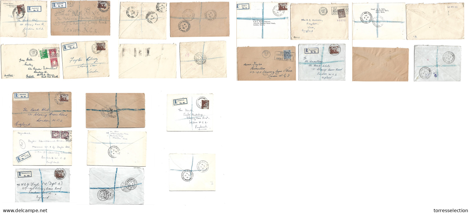 EIRE. 1950-62. Selection Of 12. Multifkd Envelope To London Diff Town Names, Issues Incl Ballybumion, Corcargh, Carrowmo - Usados