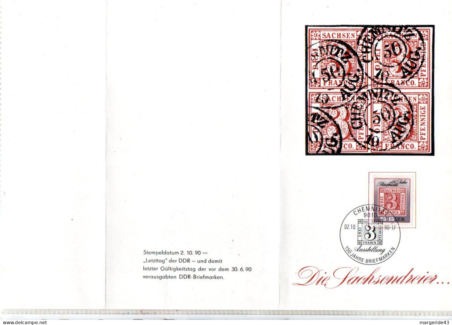 ENCART DEPLIANT 150 ANS DU TIMBRE ALLEMAND 1990 - Timbres Sur Timbres