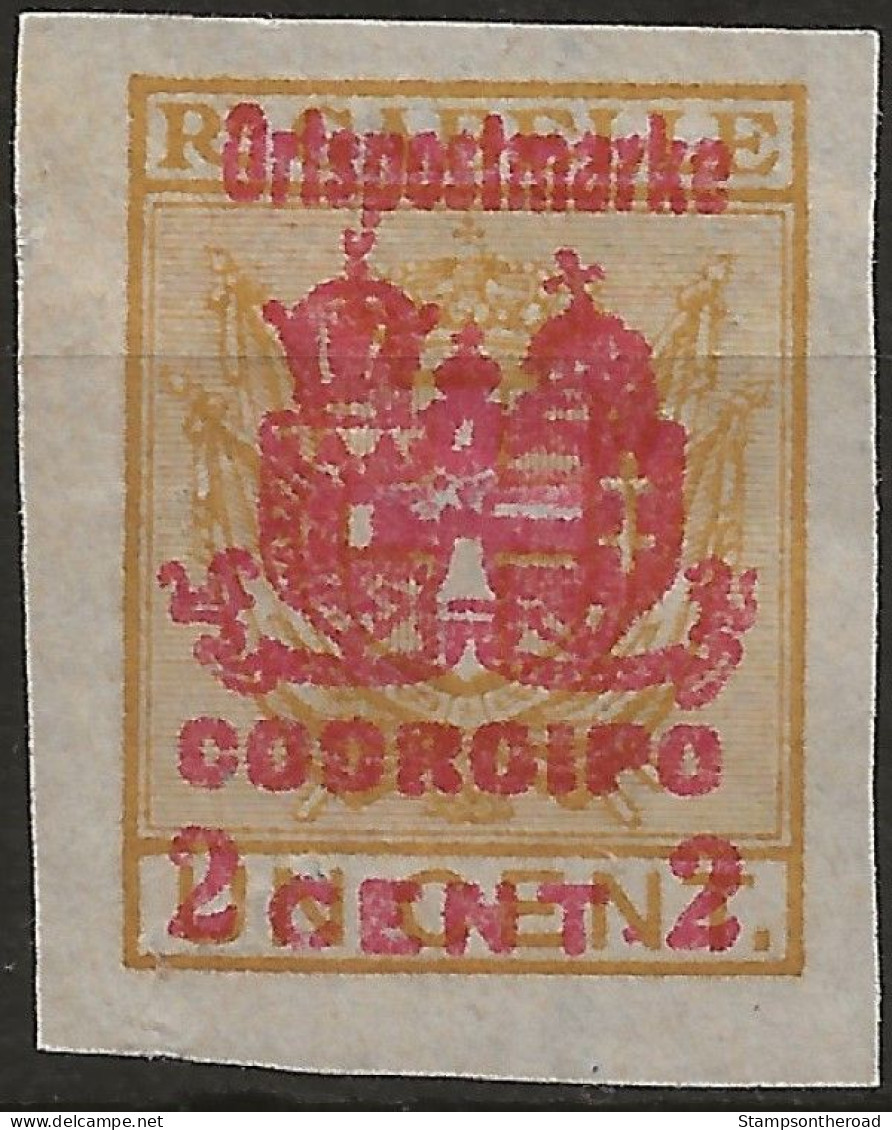 OARA14SG - 1918 Occ. Austriaca / Friuli-Veneto, Sass. Nr. 14, Recapito Autorizzato Non Gommato (*/) - Udine