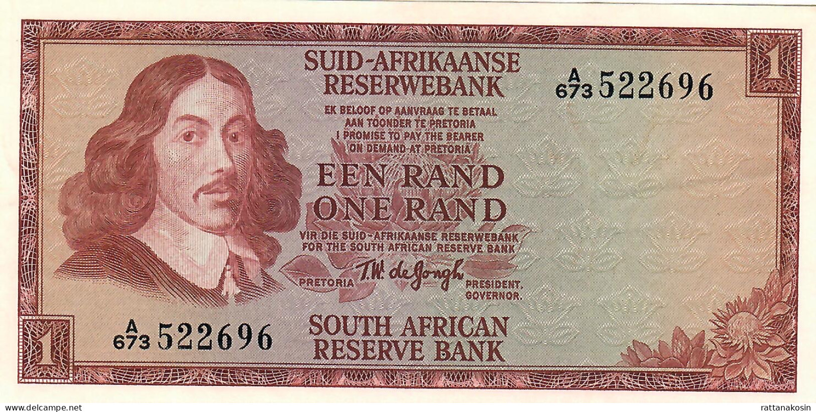 SOUTH AFRICA P110b 1 RAND 1967 Type 1966 Signature 5     AU++/UNC. - Afrique Du Sud