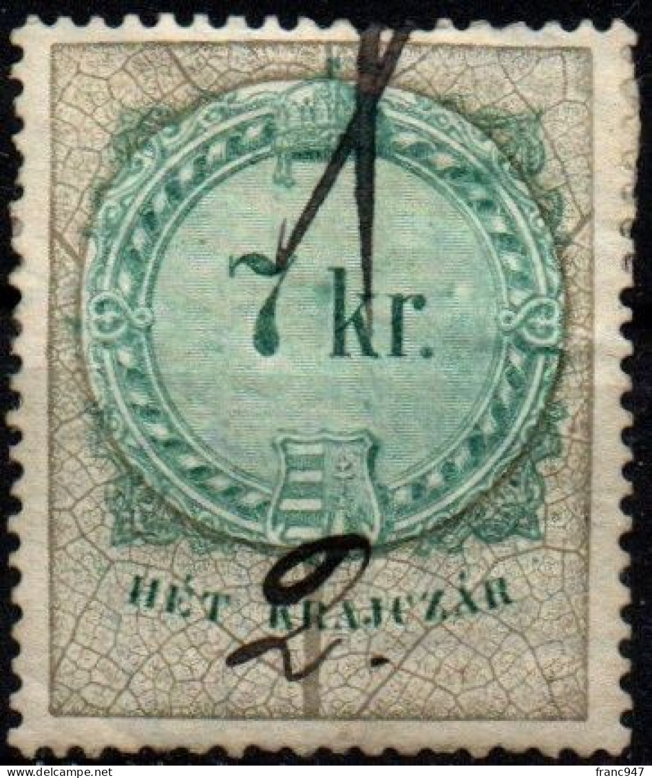 1891 Hungary Croatia Slovakia Vojvodina Serbia Romania Transylvania K.u.k Kuk - Revenue Tax Stamp - USED - 7 Kr. - Fiscaux