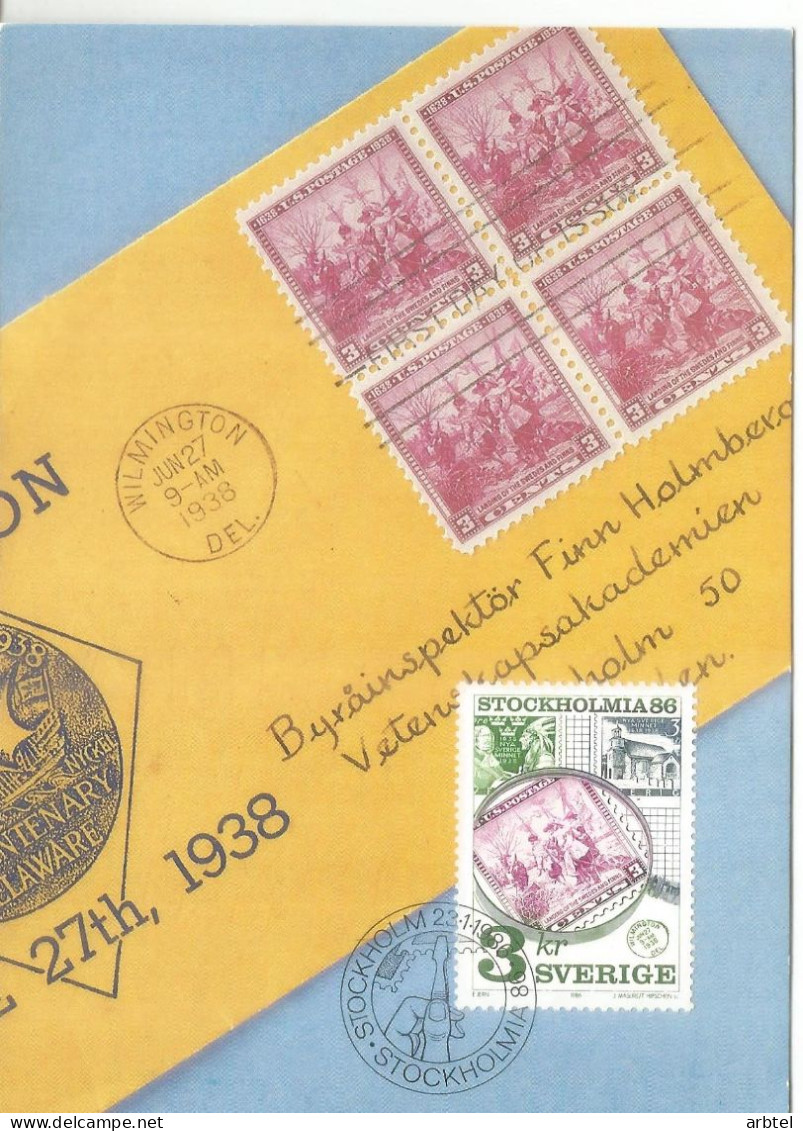 SUECIA STOCKHOLMIA 86 SELLO SOBRE SELLO - Timbres Sur Timbres