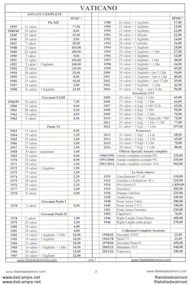 2005/2012 Vaticano, Offerta Benedetto XIV, Francobolli Nuovi , Annate Complete - - Ganze Jahrgänge