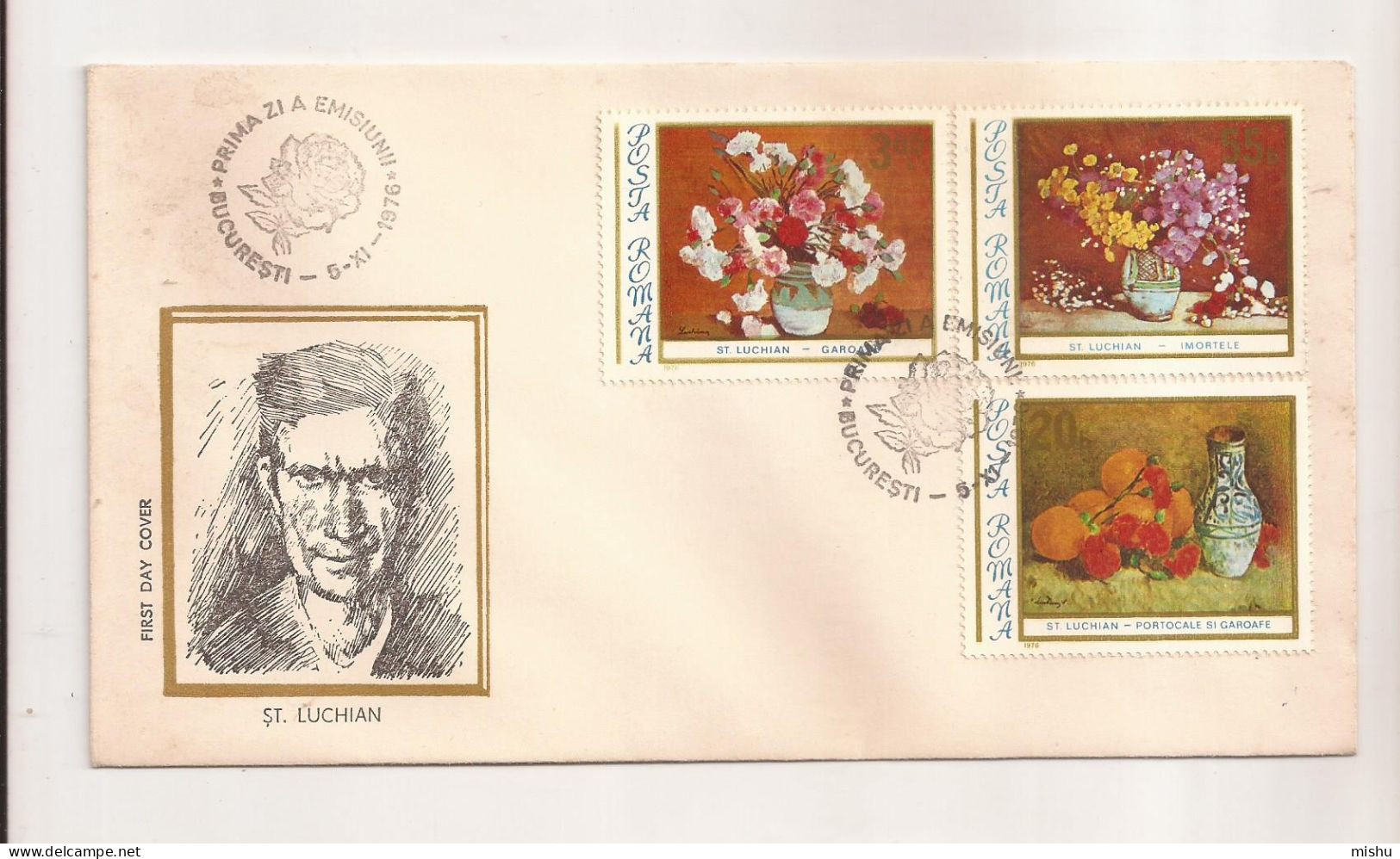 P4 Plic FDC ROMANIA - Prima Zi A Emisiunii - Stefan Luchian - First Day Cover ,uncirculated 1976 - FDC