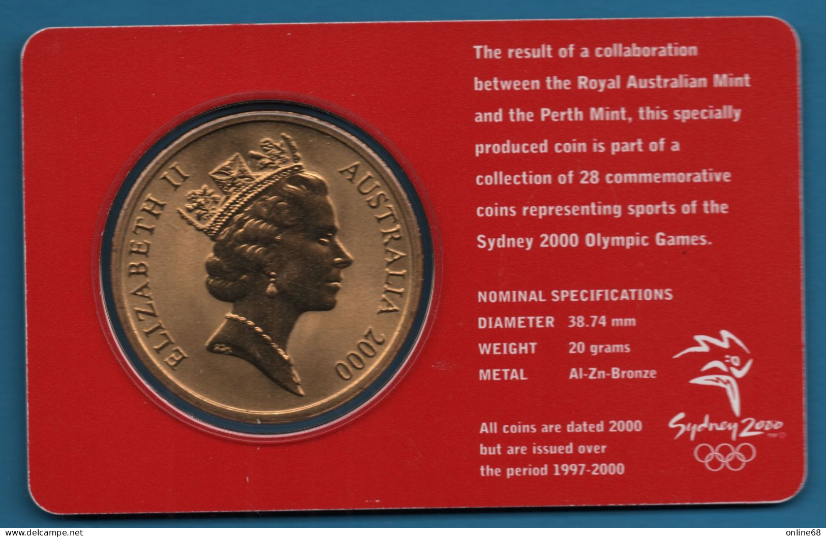 AUSTRALIA 5 DOLLARS 2000 OLYMPIC COIN COLLECTION  SYDNEY 2000  Hockey KM# 360 - 5 Dollars