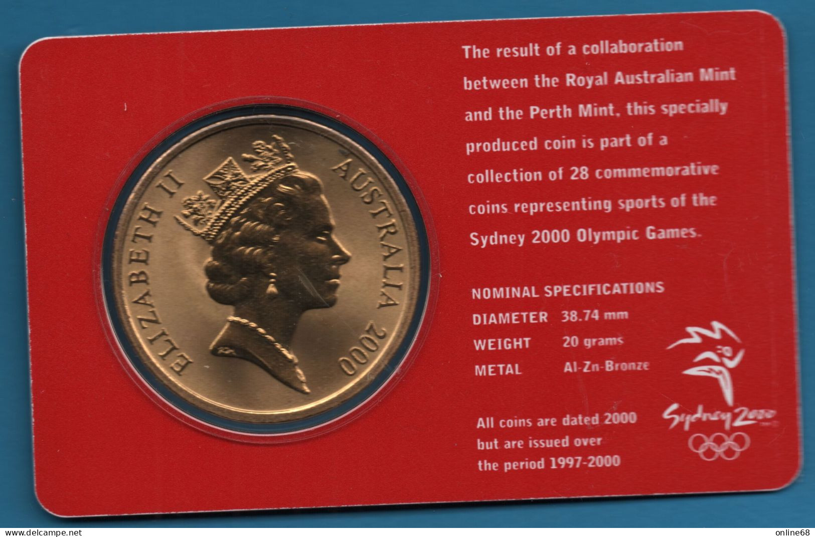 AUSTRALIA 5 DOLLARS 2000 OLYMPIC COIN COLLECTION  SYDNEY 2000 Weightlifting  KM# 361 - 5 Dollars