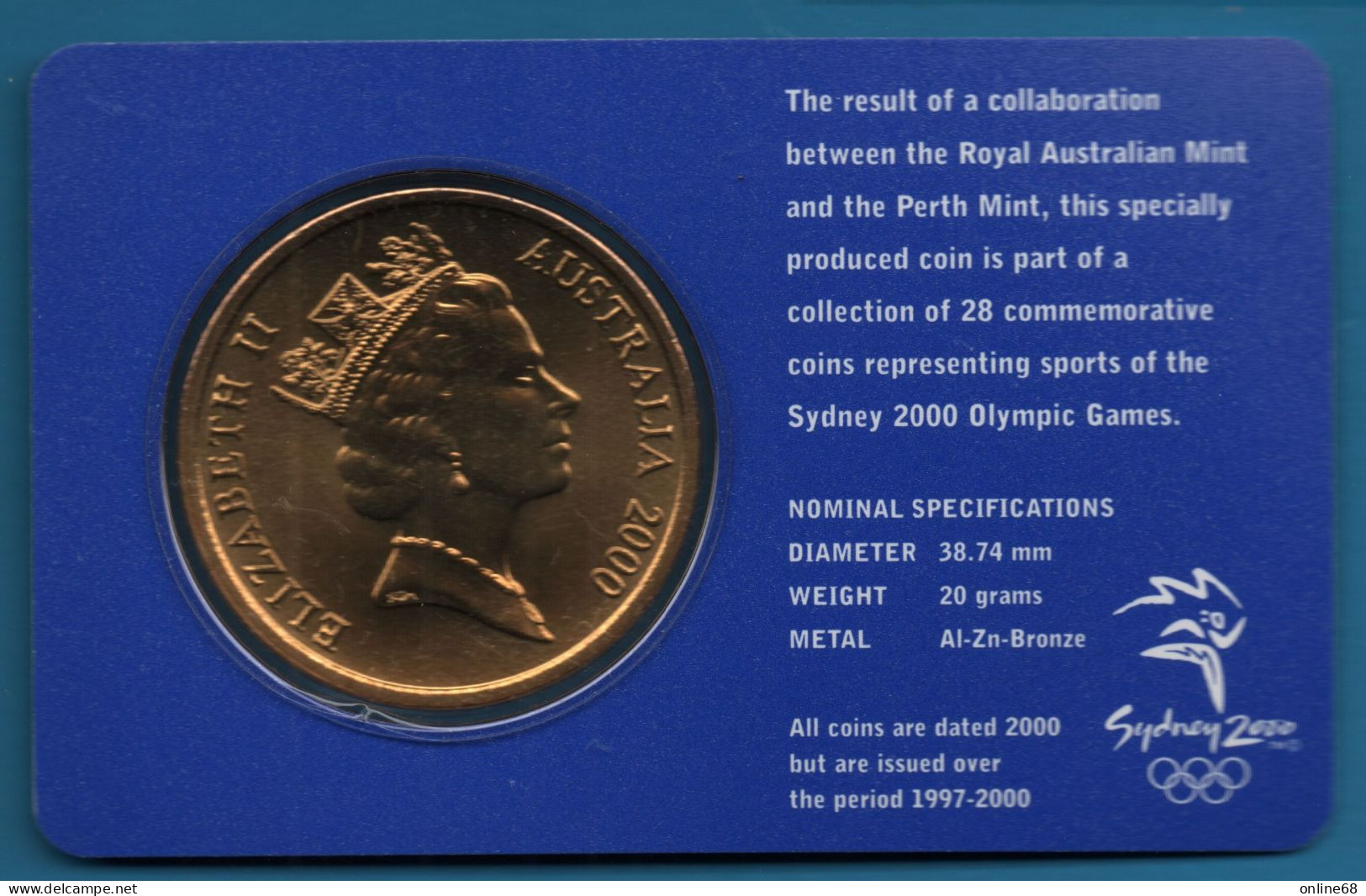 AUSTRALIA 5 DOLLARS 2000 OLYMPIC COIN COLLECTION  SYDNEY 2000  Football KM# 369 - 5 Dollars