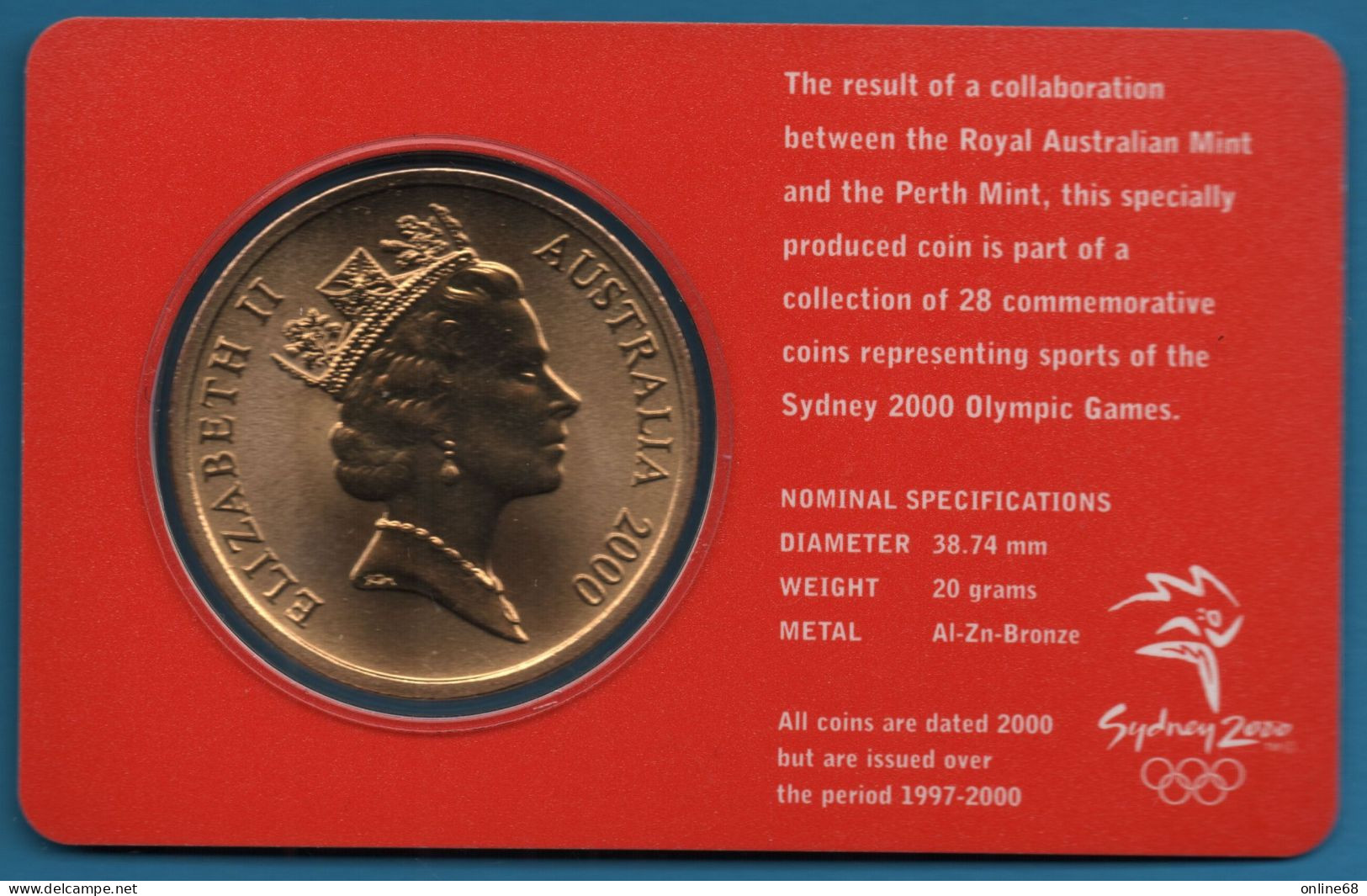 AUSTRALIA 5 DOLLARS 2000 OLYMPIC COIN COLLECTION  SYDNEY 2000  Triathlon KM# 370 - 5 Dollars