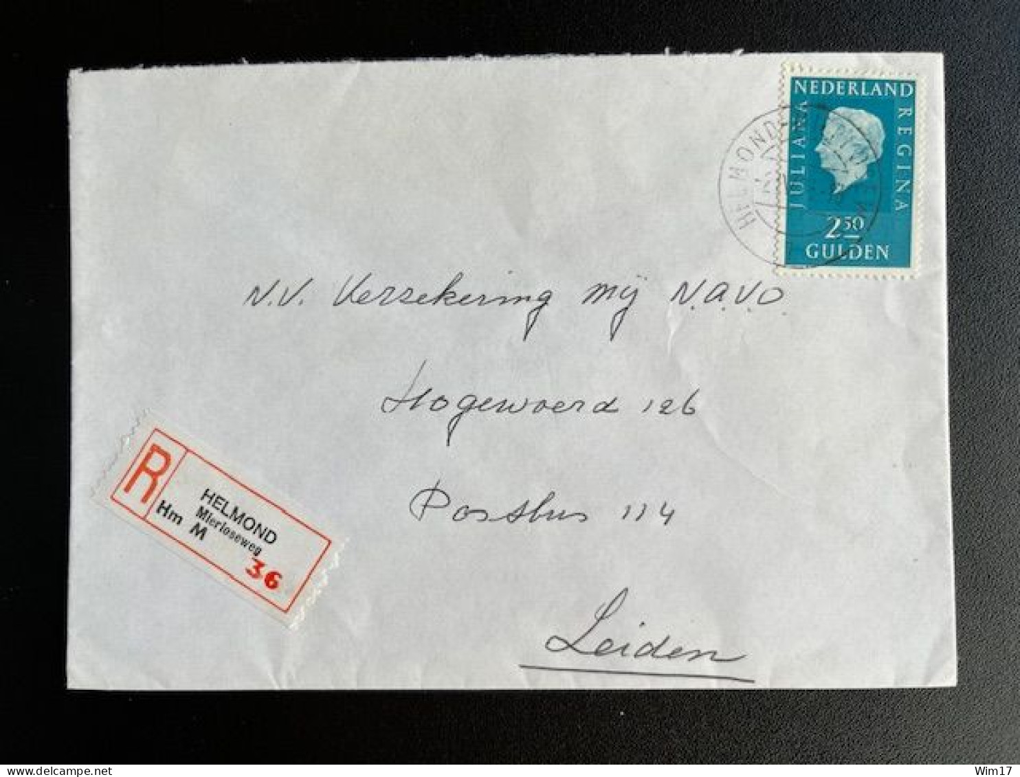 NETHERLANDS 1974 REGISTERED LETTER HELMOND MIERLOSEWEG TO LEIDEN 02-04-1974 NEDERLAND AANGETEKEND - Lettres & Documents