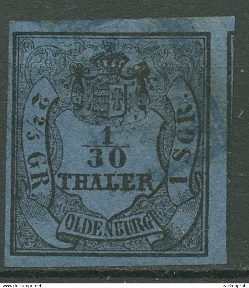 Oldenburg 1852 Hauswappen über Wertschild 2 III Gestempelt, Kleiner Fehler - Oldenburg