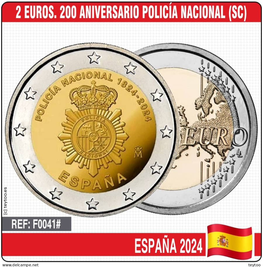 F0041# España 2024. 2 €. 200 Aniversario Policía Nacional (SC) - Spagna