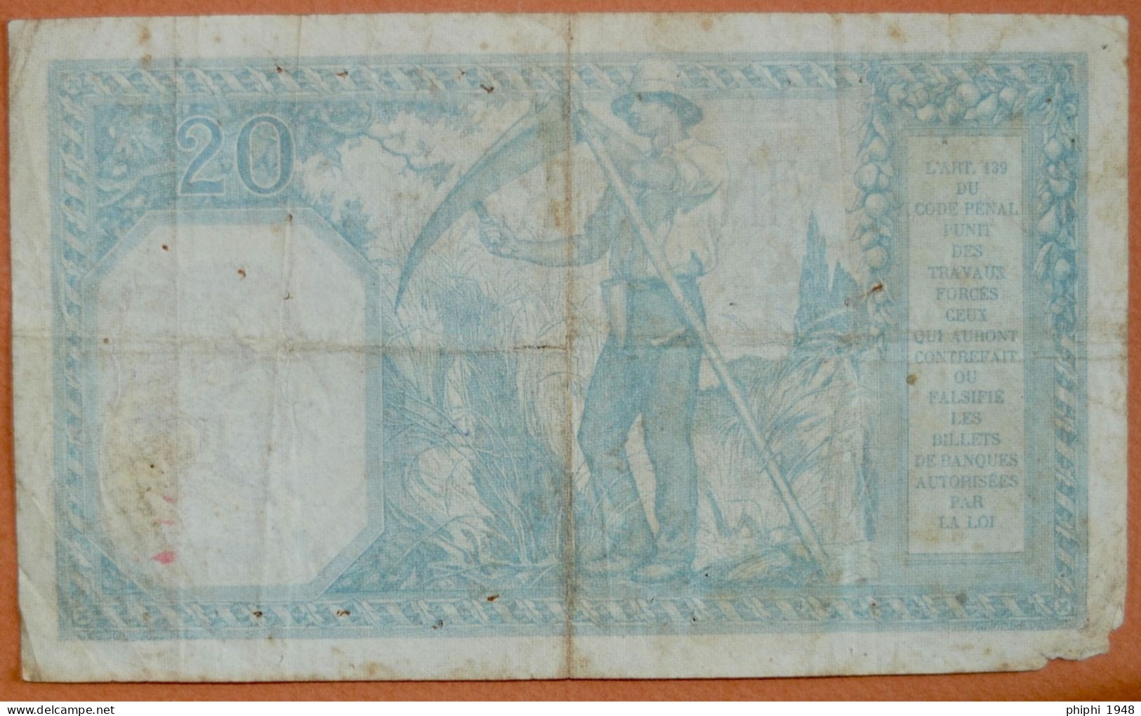 France ,20 Francs ,Bayard. ( B 7_11_1918 ) - 20 F 1916-1919 ''Bayard''