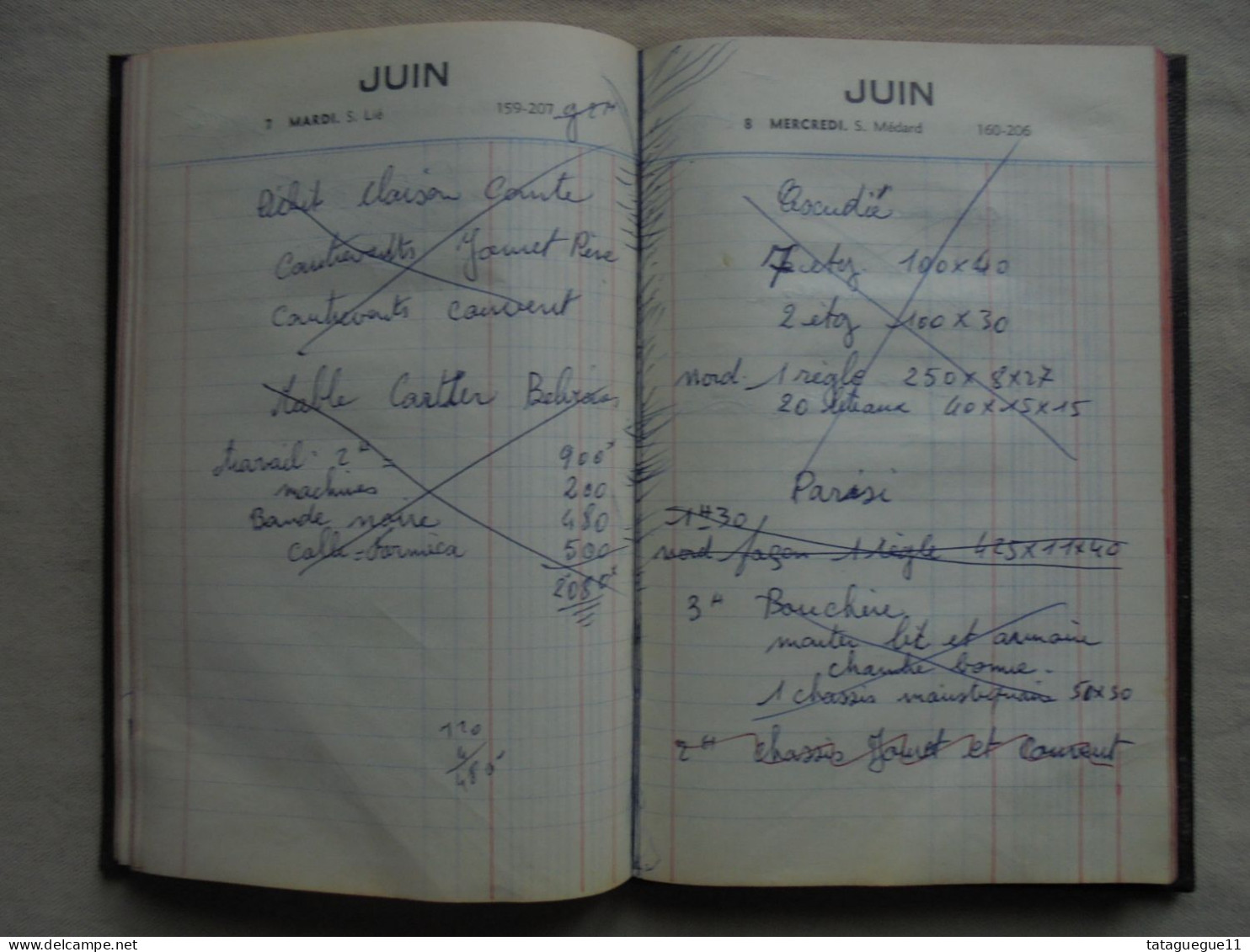 Ancien - Agenda ELJI 1960 avec annotations d'un menuisier Quillan Aude 11