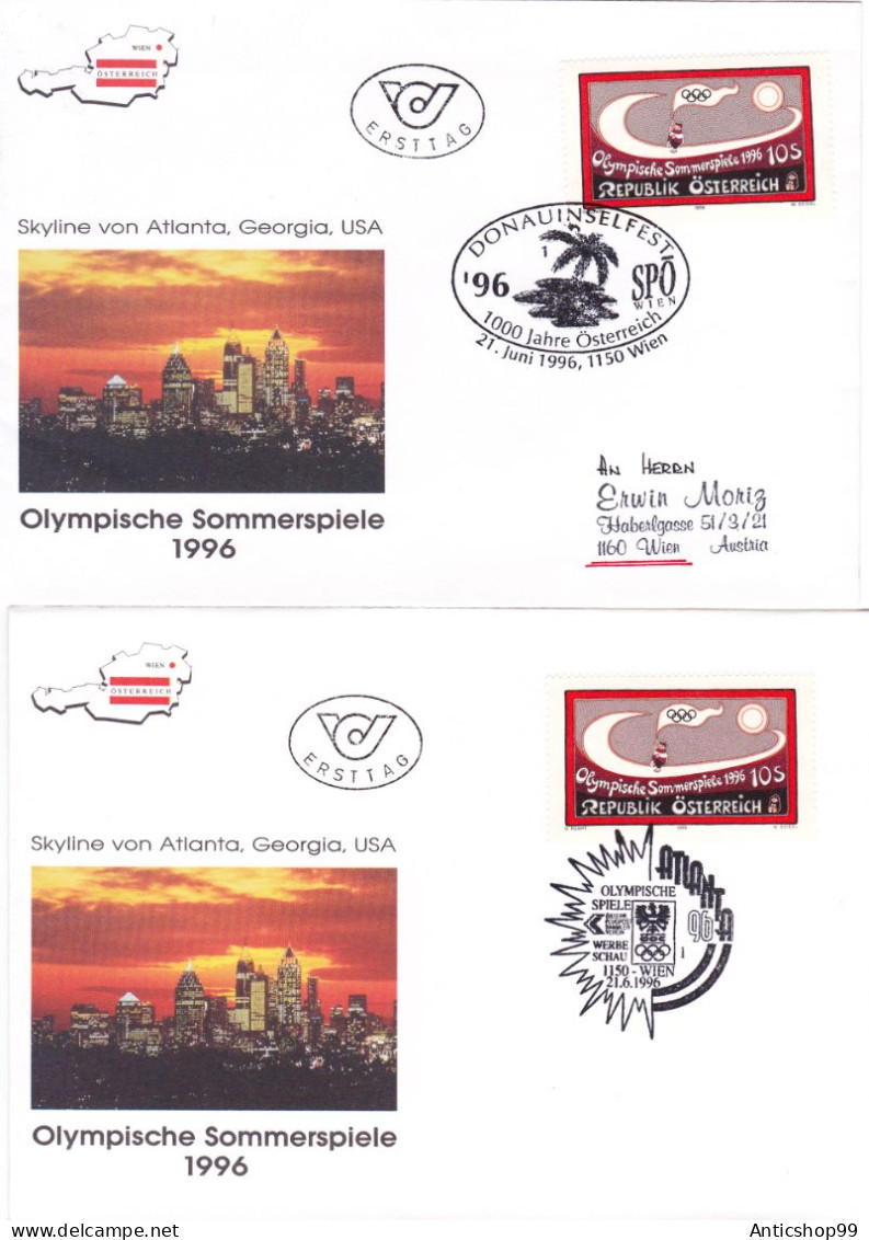 OLYMPIC GAMES ATLANTA, X2  COVERS FDC  1996  AUSTRIA - Verano 1996: Atlanta