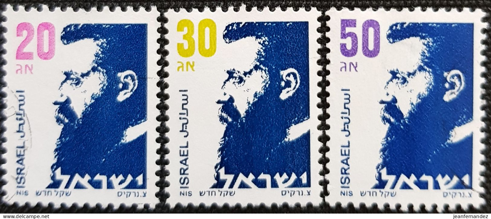 Israel 1986 Definitive - Dr Theodor Herzl  Stampworld N° 1020 à 1022 - Gebruikt (zonder Tabs)