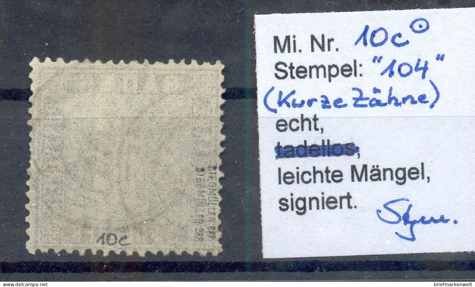 Baden 10c FARBE Gest. BPP 250EUR (11870 - Other & Unclassified