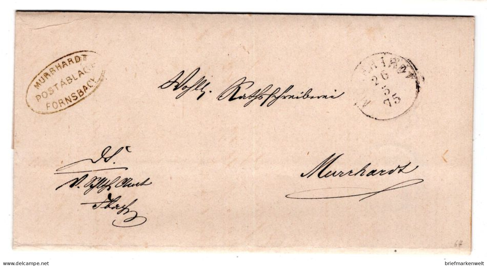 Baden 1875 POSTABLAGE Murhardt Fornsbach  (T9729 - Autres & Non Classés