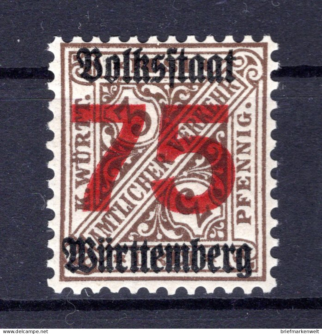 Württemberg 271Y OHNE WASSERZEICHEN!! * MH 120EUR (T7840 - Andere & Zonder Classificatie