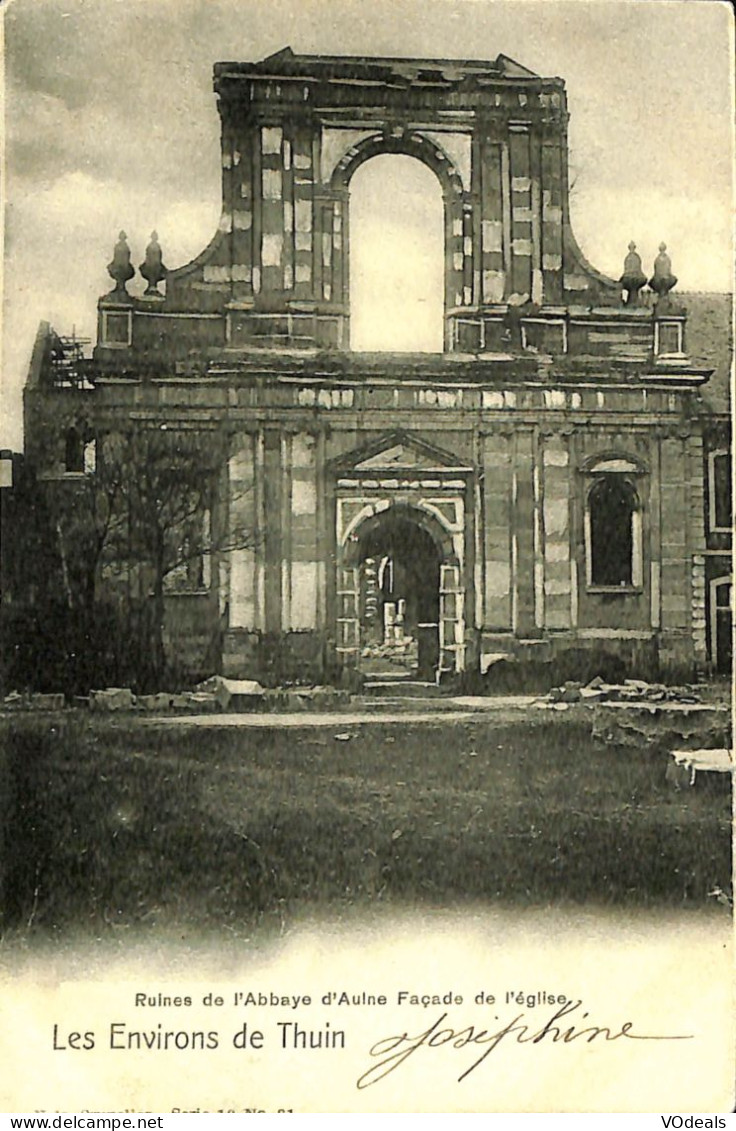 Belgique - Hainaut - Thuin - Les Environs De Thuin - Ruines De L'Abbaye D'Aulne Façade De L'Eglise - Thuin