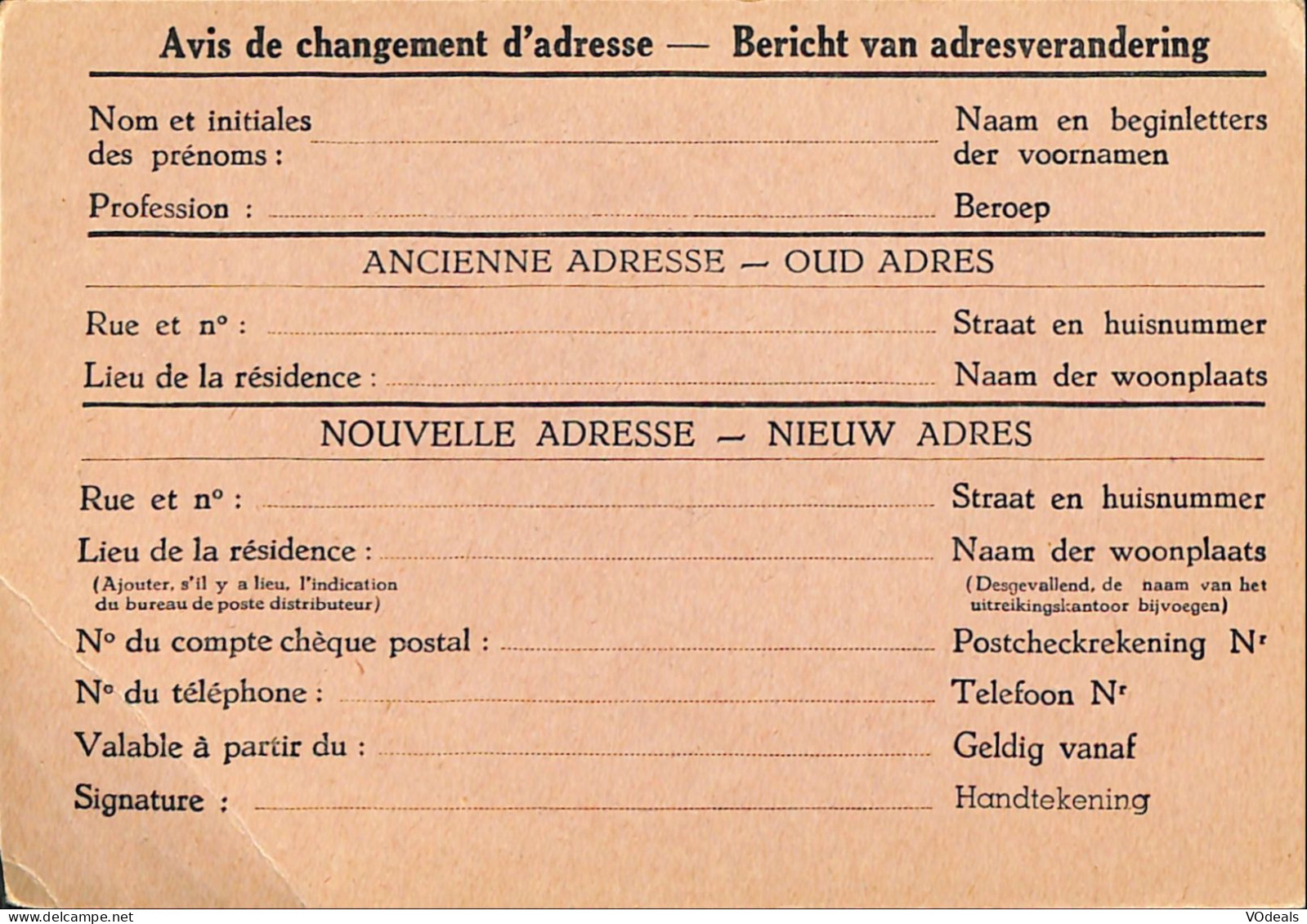 Belgique - Carte Postale - Entier Postal -  Avis Changement Adresse - 40 Cents - Avis Changement Adresse