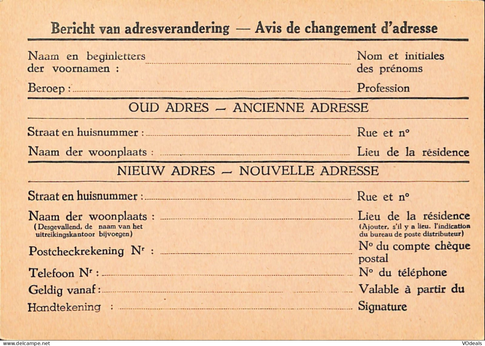 Belgique - Carte Postale - Entier Postal -  Avis Changement Adresse - 50 Cents - Adreswijziging