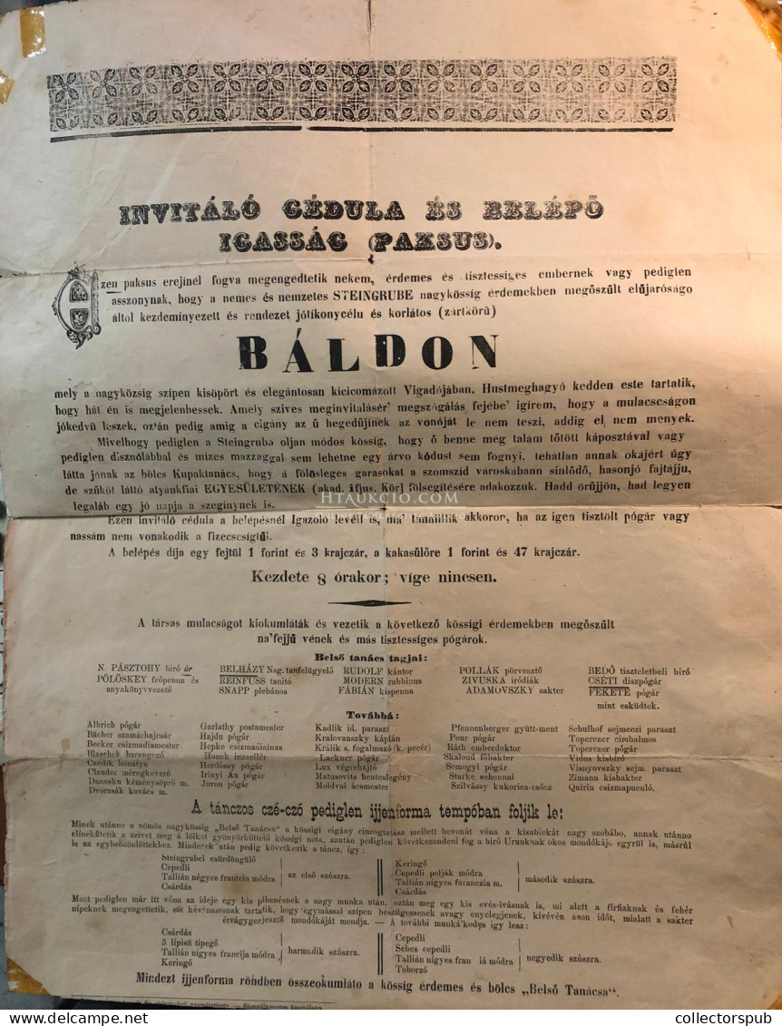 1897 Selmecbánya, Steingrube Nakkösség, 1897.  Humoros Diákbáli Meghívó-plakát Lévára Postázva, Ritka, érdekes Darab! Te - Documenti Storici