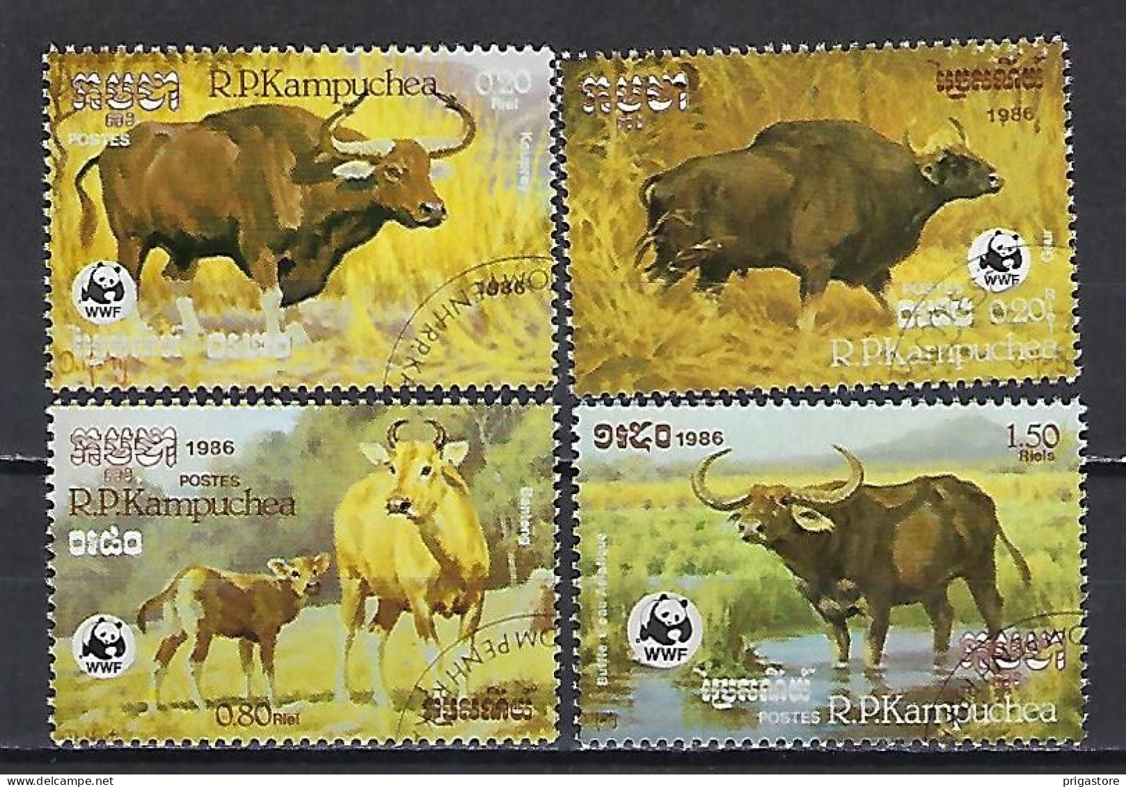 Kampuchea 1986 Animaux Sauvages WWF (35) Yvert N° 695 à 698 Oblitérés Used - Kampuchea