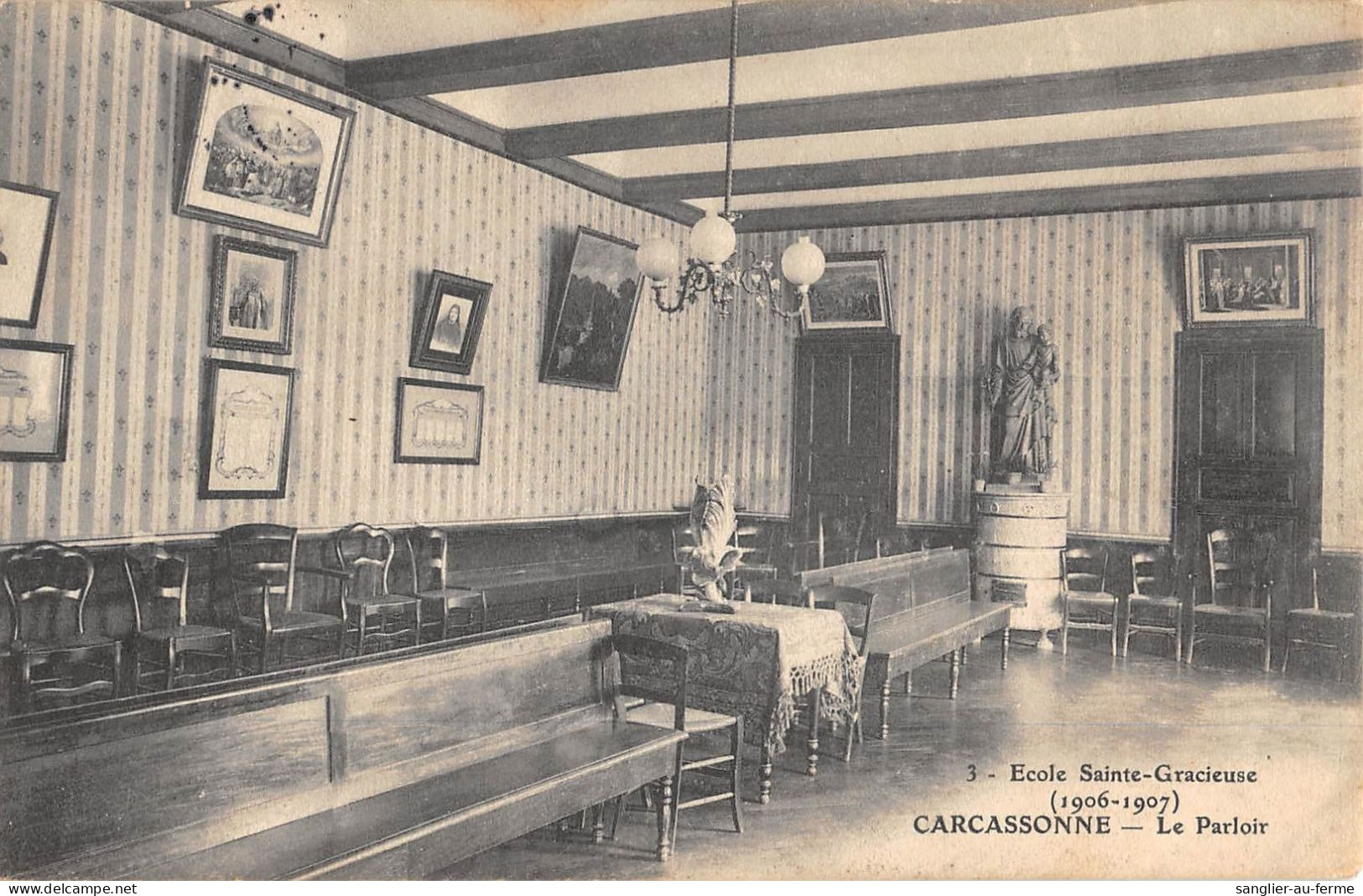 CPA 11 CARCASSONNE / ECOLE SAINTE GRACIEUSE (1906-1907) LE PARLOIR - Carcassonne