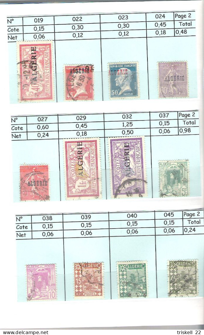 Algérie Française : Lot De 132 Timbres (n° 1 à 349) NE SE SUIVENT PAS Et 4 Préoblitérés (n° 9-10-17-18) - Sonstige & Ohne Zuordnung