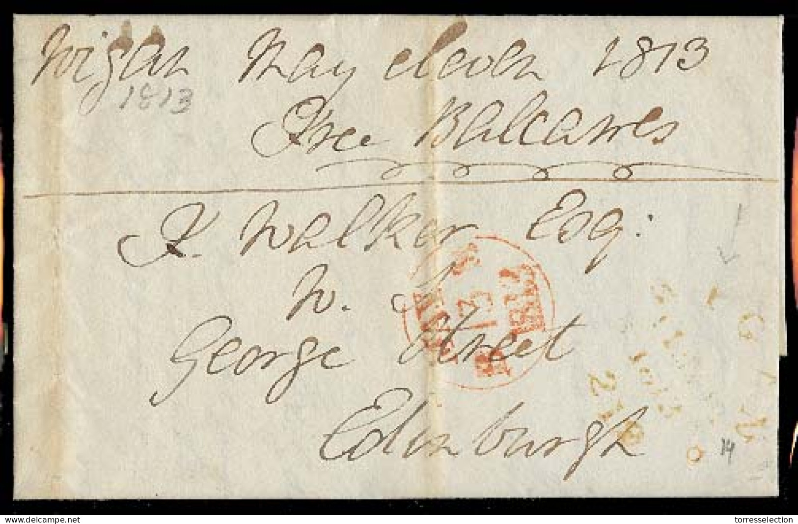 GREAT BRITAIN. 1813. Rigan - Edinburgh. EL Full Text / Free Balcawes. Yellow Cds / 219. VF. - ...-1840 Vorläufer