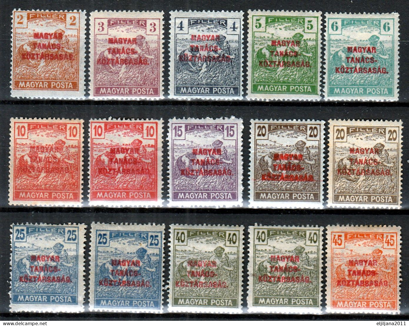 Hungary 1919 ⁕ Overprint On Reaper Mi.266-276 ⁕ 15v MH/MNH - Used Stamps