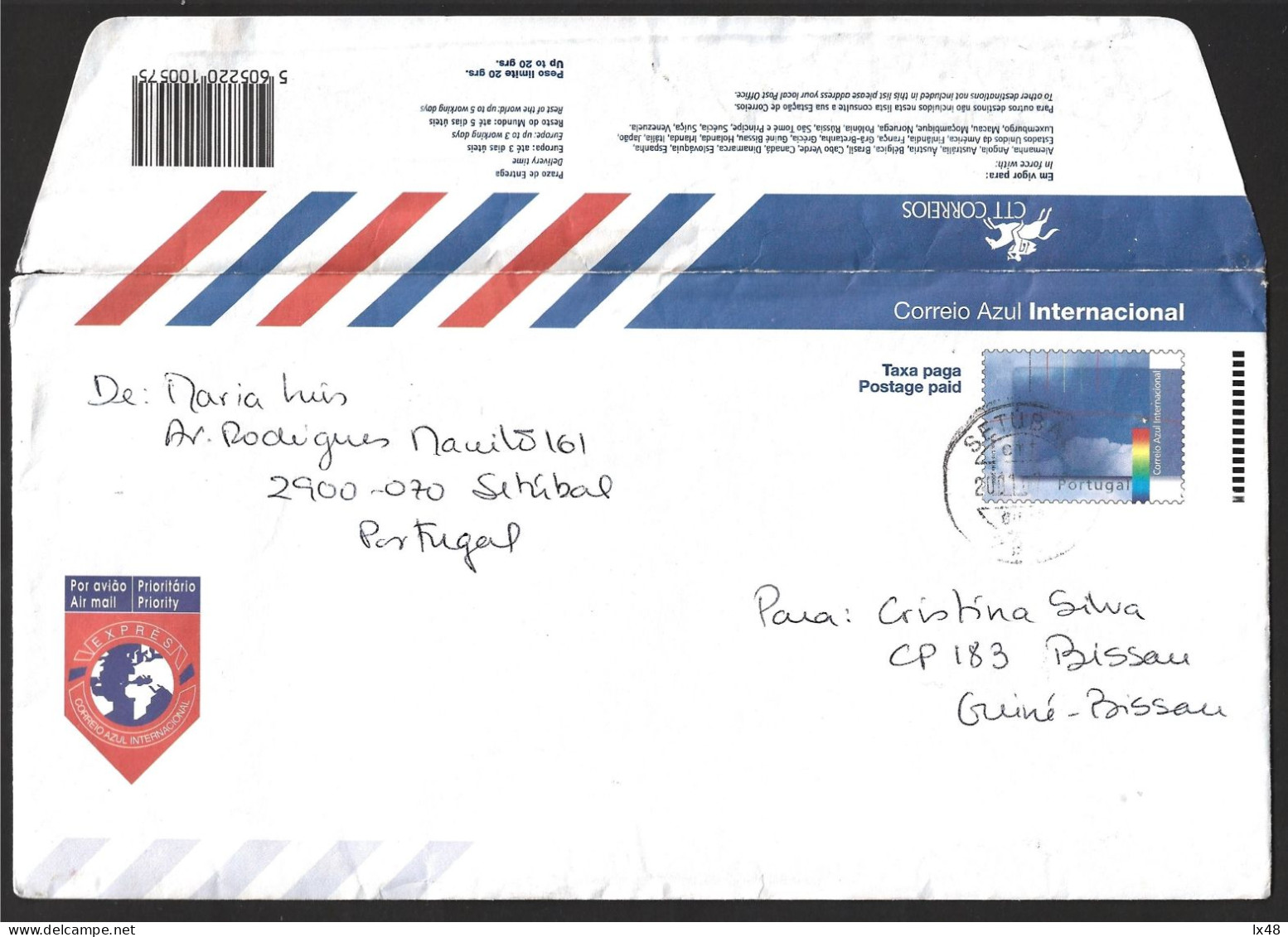 Stationery Express Mail Letter For Guinea-Bissau. Fog Stamp, Meteorology. Inglês Carta Stationery Express Mail Para Guin - Briefe U. Dokumente