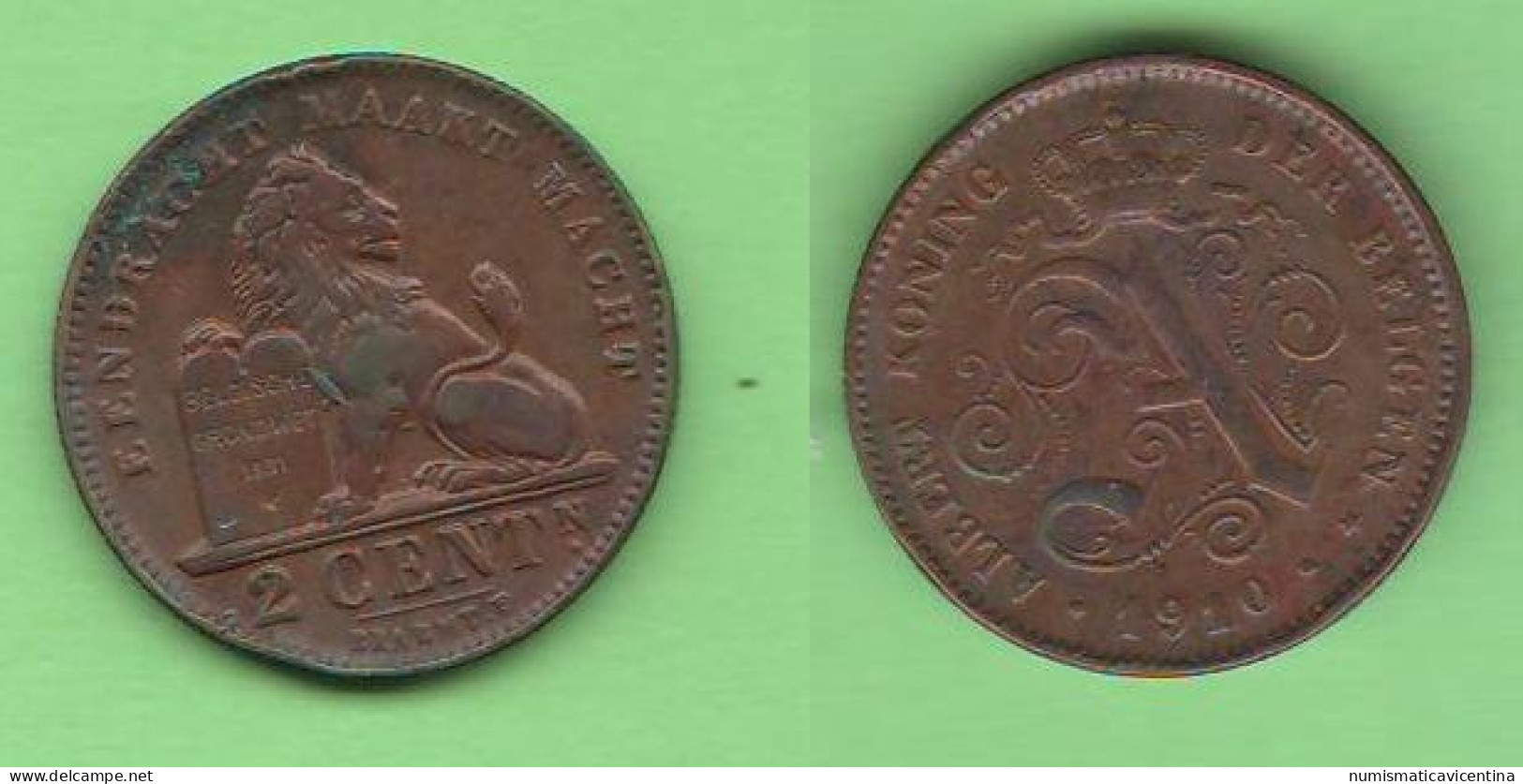 Belgium 2 Centimes 1910 Der Belgen Belgio Belgique Belgen Albert I° - 2 Cent